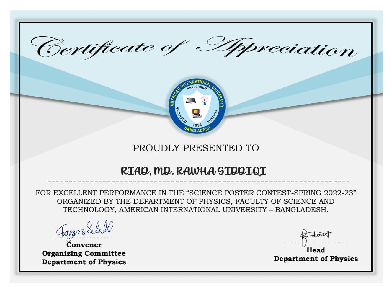 Science Poster Presentation Champion